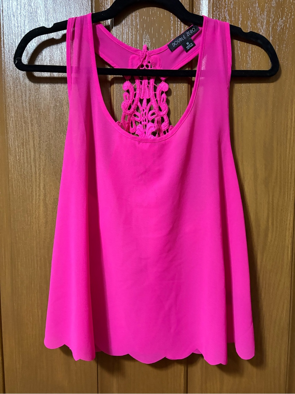 Double Zero Vibrant Hot Pink Crochet-Back Tank